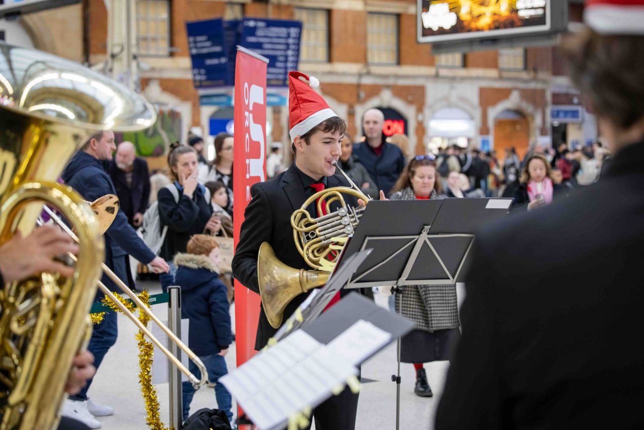 Spreading Christmas cheer at Victoria station